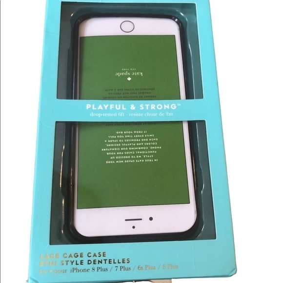 Kate Spade NY Black Lace Hummingbird Cage IPhone Case Protection Box 6/7/8 Plus - Picture 2 of 7